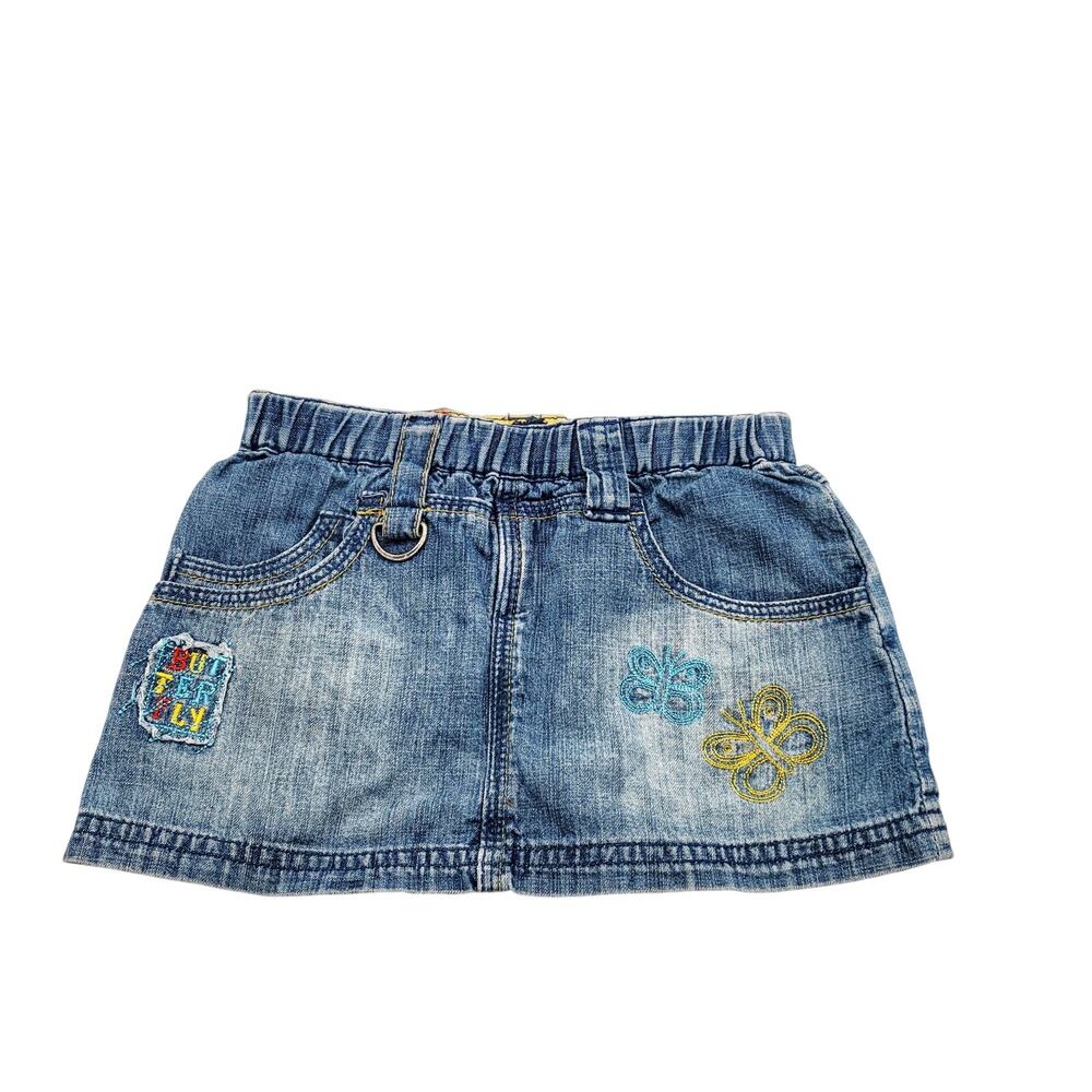 Vertice Kids Blue Denim Colorful Embroidered Denim Skirt Toddler Girls 24 mnths